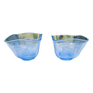 Art Deco Cobalt Glass Sugar Bowls by Gunnel Nyman, 1930s, Set of 2 For Sale