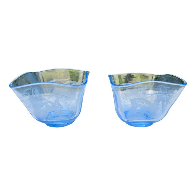 Art Deco Cobalt Glass Sugar Bowls by Gunnel Nyman, 1930s, Set of 2 For Sale