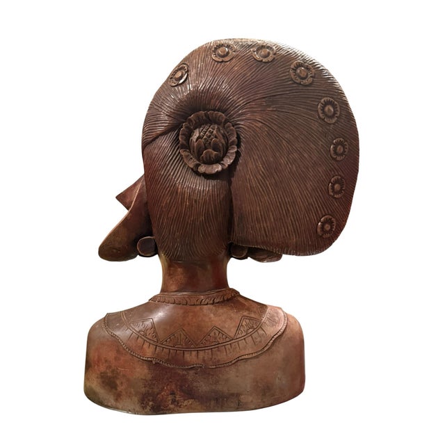 Balinese Terracotta Female Busts- A Set of 2 For Sale - Image 4 of 5