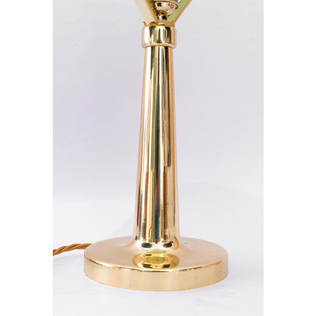 Metal Art Deco Table Lamp with Green Opal Glass, Vienna, 1920s For Sale - Image 7 of 14