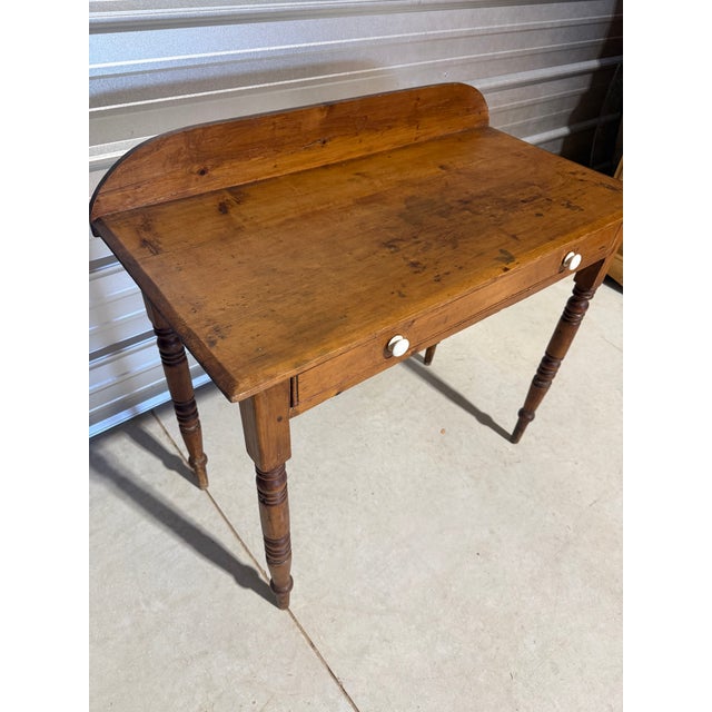 Antique Pine Wash Stand / Desk With Drawer and Lip From England For Sale - Image 4 of 18