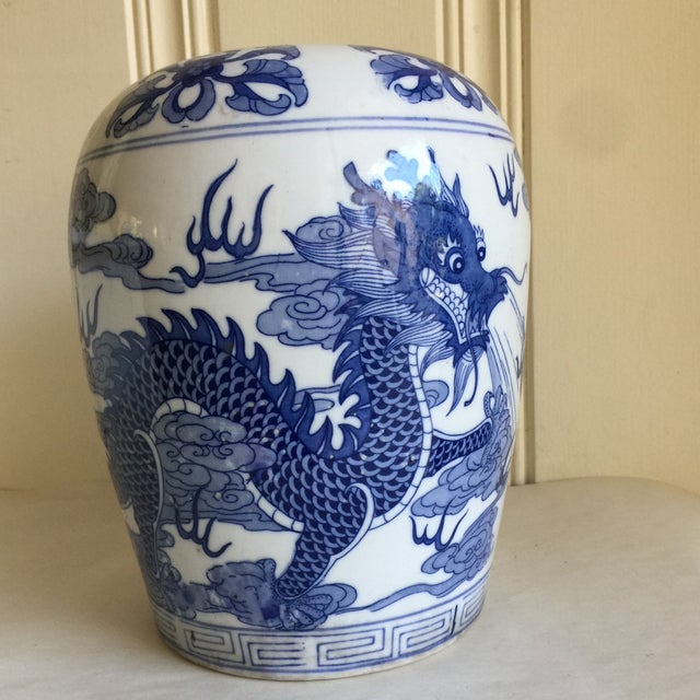 Chinoiserie Blue & White Ceramic Dragon Vase Chairish