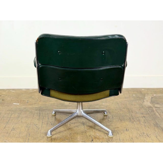 Green 1960s Eames Time Life "Lobby" Chair - Green Leather - 1st Generation Model 675 For Sale - Image 8 of 12