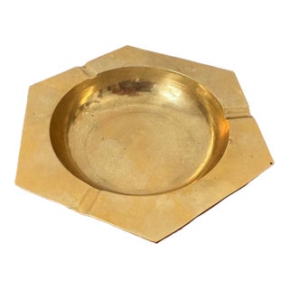 Brass Hexagon Geometric Ashtray or Catchall For Sale