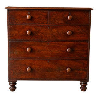 Early Victorian Figured Mahogany Chest of Drawers, 1840s For Sale