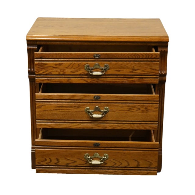 Late 20th Century Dixie Furniture Recollections Rustic Country French 28" Solid Oak Three Drawer Low Chest / Nightstand 468-513 For Sale - Image 5 of 12