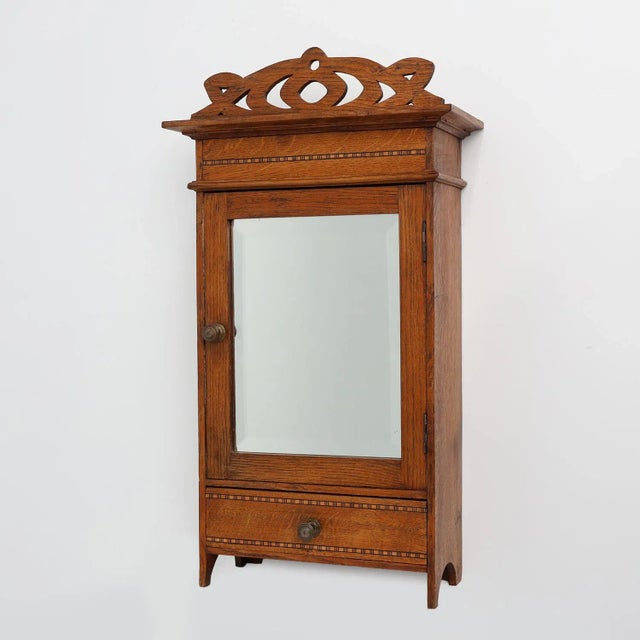 Art Deco Medicine Wall Cabinet in Wood with Mirror, 1930s For Sale - Image 14 of 14