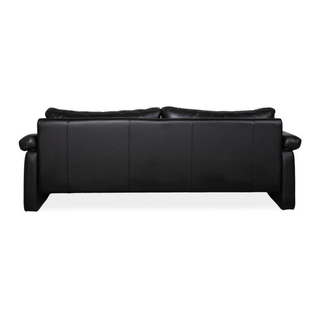 Black Leather Conseta Four-Seater Sofa from Cor For Sale - Image 9 of 11