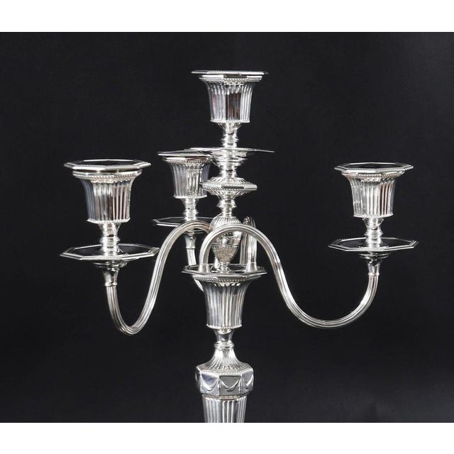 Antique Silver Plated Four Light Candelabra by Hawksworth, 19th Century, Set of 2 For Sale - Image 11 of 17