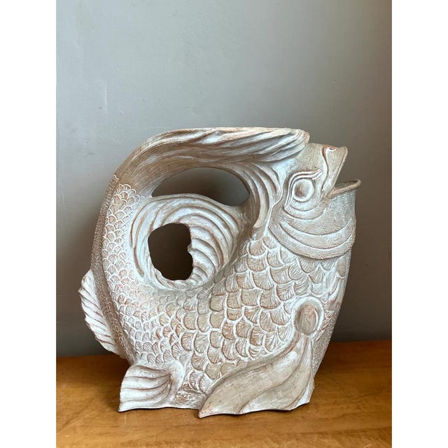 Vintage Washed Ceramic Koi Low Stool For Sale - Image 9 of 12