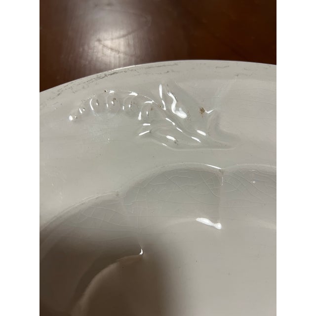 White A Very Nice Large Sized Antique Staffordshire White Ironstone Oval Platter, 1850's For Sale - Image 8 of 11