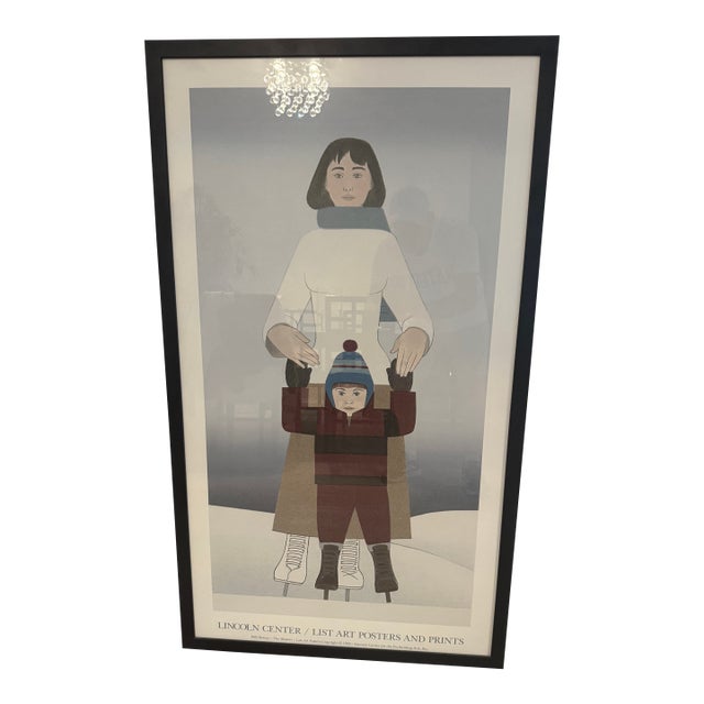 1970s The Skaters" by Will Barnet (Screenprint, Woman, Child, Skate, Winter) For Sale