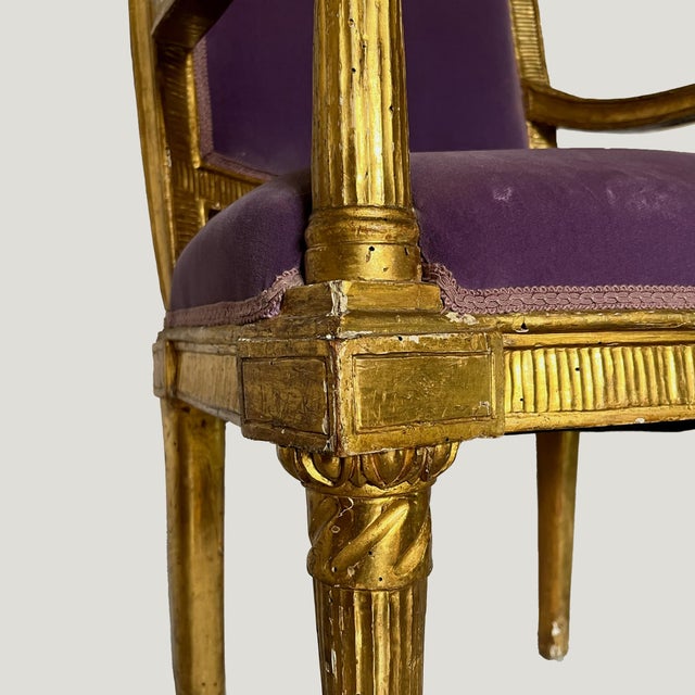 Set of Louis XVI Style Gilt Armchairs For Sale - Image 4 of 7