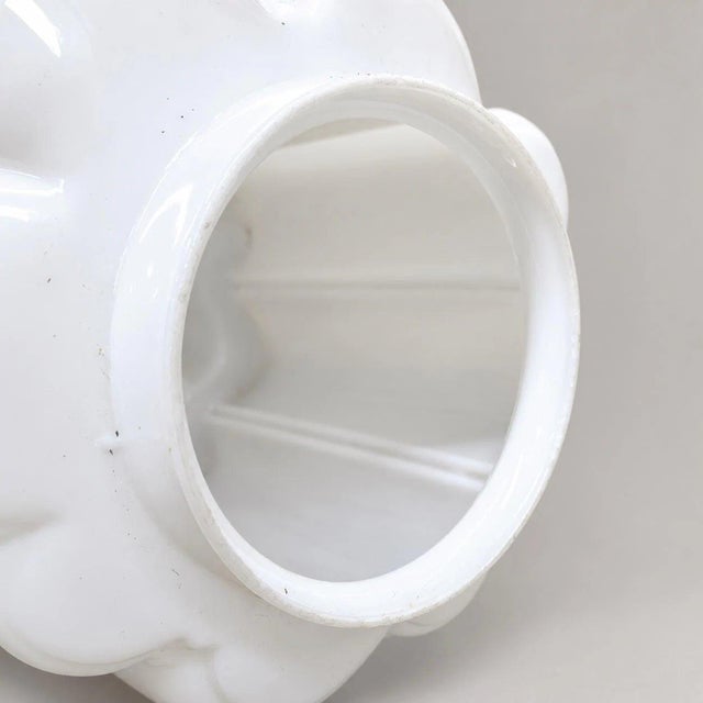 1920s 1920s Art Deco Skyscraper Milk Glass Pendant Light, Large Hardwired Ceiling Fixture New Wiring For Sale - Image 5 of 16