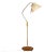 1940s Swedish Modern, Floor Lamp, Elm, Brass, Cord, Beige Fabric For Sale