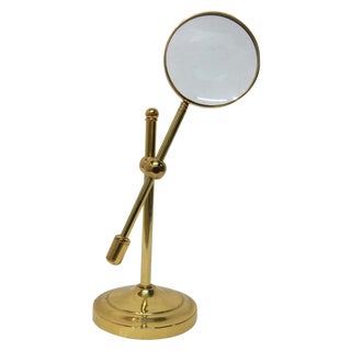 Handcrafted Brass Magnifying Glass on Stand For Sale