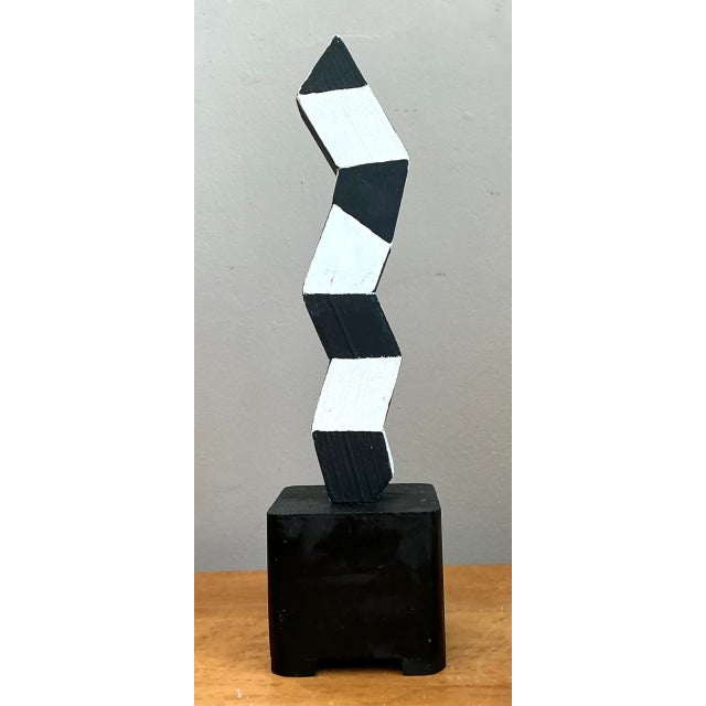 Mid-Century Modern Vintage Geometric Wood Sculpture For Sale - Image 3 of 12