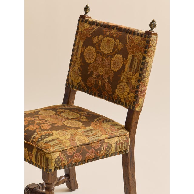 The Vintage 1970s Baroque Revival Tapestry & Carved Wood Dining Chairs For Sale - Image 10 of 11