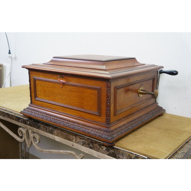 Late 19th Century Antique Regina Double Comb 15.5" Music Box Player & 46 Records For Sale - Image 5 of 18