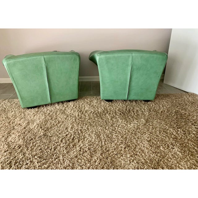 Roche Bobois Accent Chairs - A Pair - Custom Made Leather For Sale - Image 9 of 13