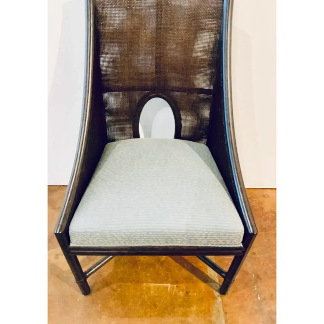 2020s Barbara Barry for Baker / McGuire Organic Modern Dark Tobacco Canned Dining Chairs Set of Eight For Sale - Image 5 of 8