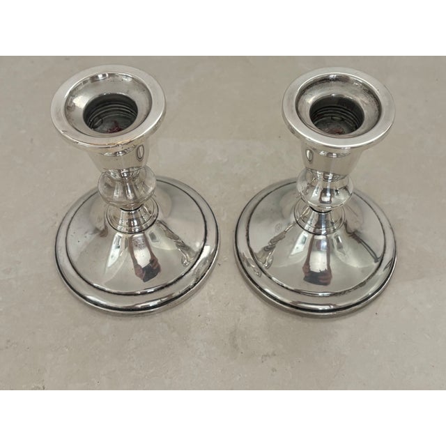 American Early 20th Century Sterling Silver Weighted Candlestick Holders - a Pair For Sale - Image 3 of 5