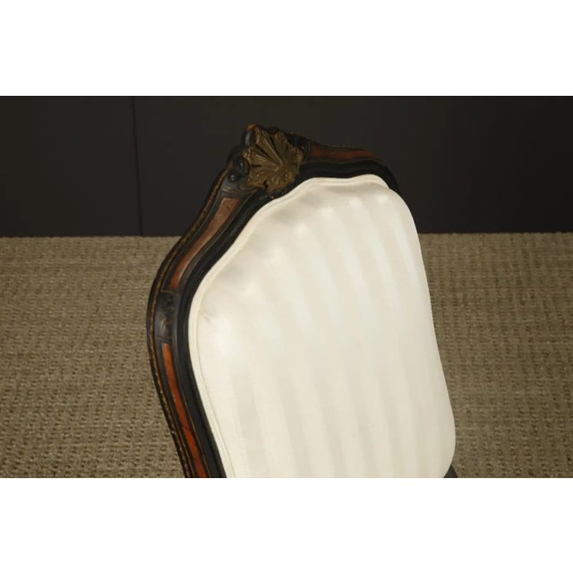 Pair of 1890s French Louis XV Carved, Gilt, Ebonized, and Upholstered Chairs For Sale - Image 14 of 18