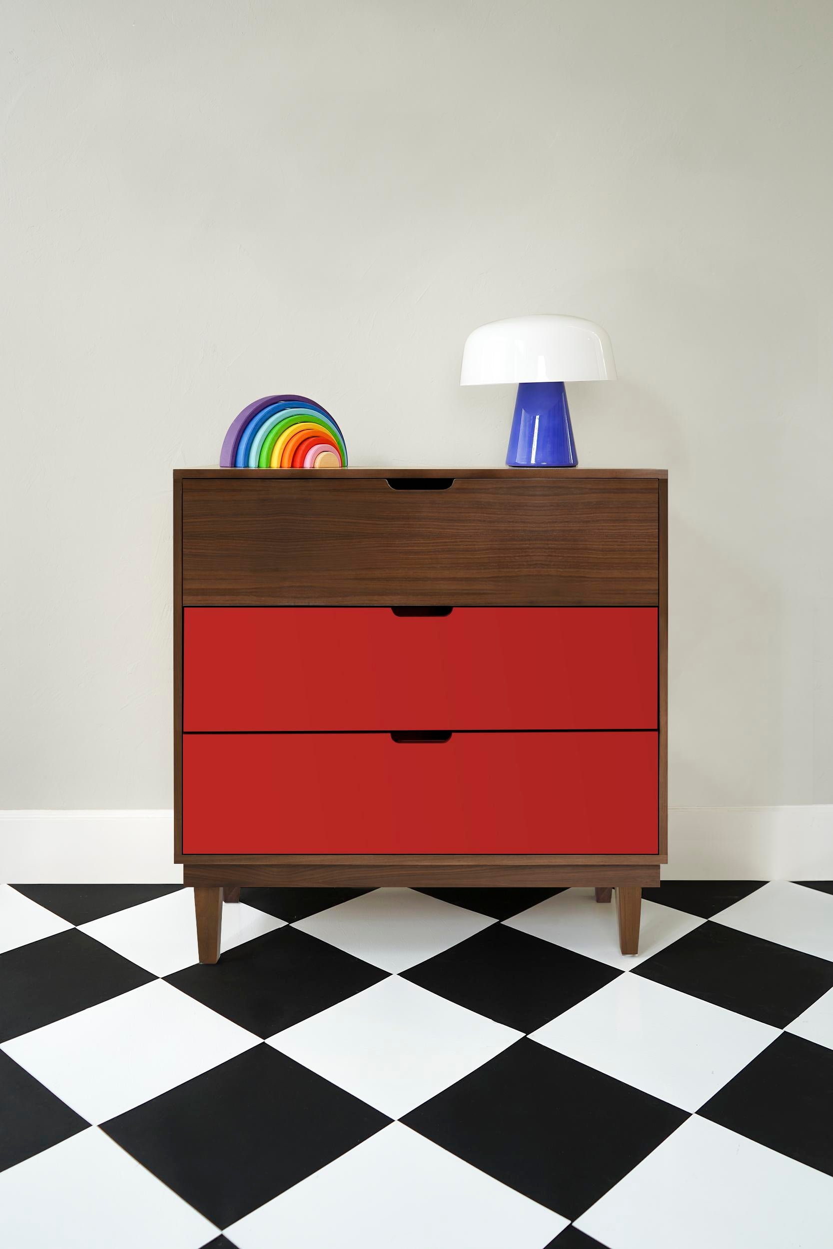 red kids dresser