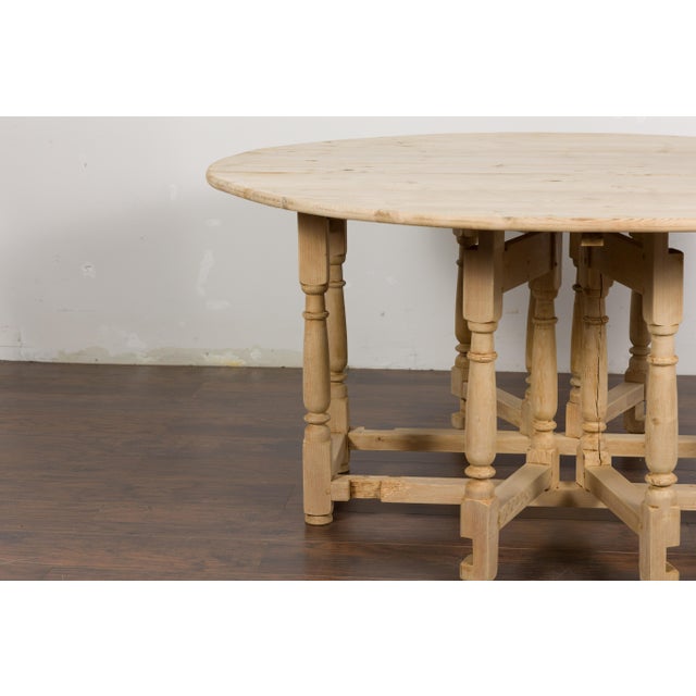 English Pine 19th Century Drop Leaf Table with Oval Top and Carved Apron For Sale - Image 12 of 12