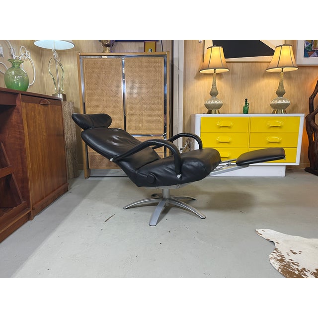 Black Pair of Percival Lafer Black Leather Brazilian Modern Recliners For Sale - Image 8 of 12