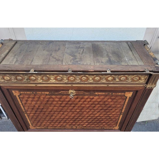 Grand Secretary with Flap in Marquetry, Late 19th Century For Sale - Image 9 of 18