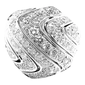 Cartier 18k White Gold Diamond Waves Large Ring, size 8.25