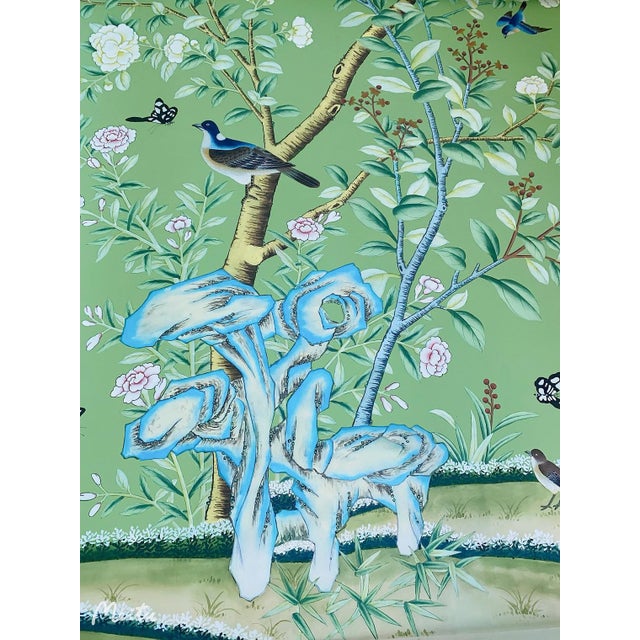 Wall artwork: Chinoiserie Flowers in a over-painted pattern colorway printed on blue ground, . These prints of chinoiserie...