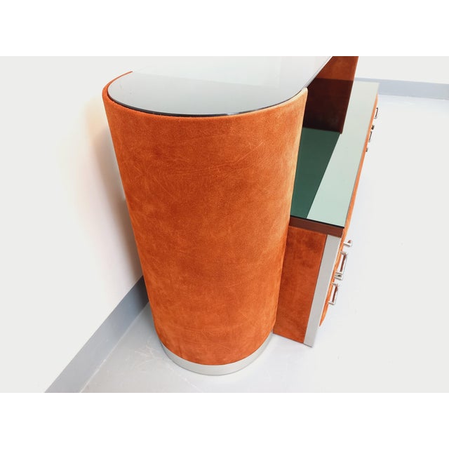 Vintage Italian Dressing Table in Suede Velvet, 1970s For Sale - Image 17 of 18