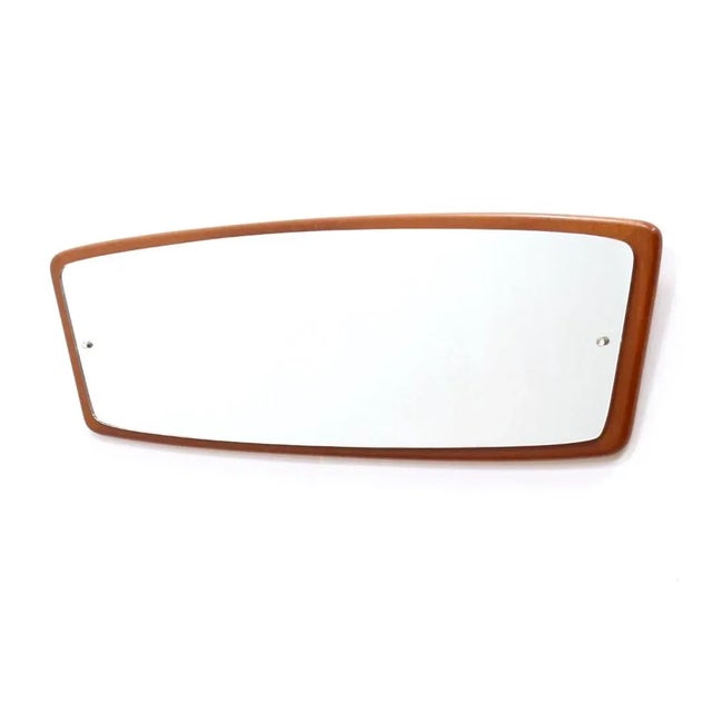 Mid Century Teak Curved Landscape Mirror For Sale - Image 4 of 8