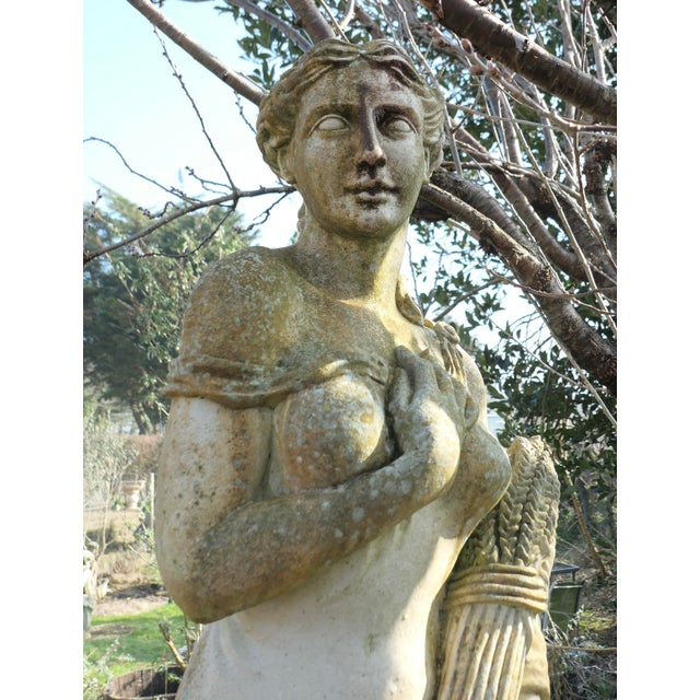 Large Weathered Garden Statue of Autumn of the 4 Seasons, 1890s-1910s For Sale - Image 6 of 9