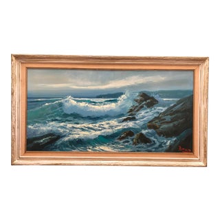 Large Mid Century Painting Seascape For Sale