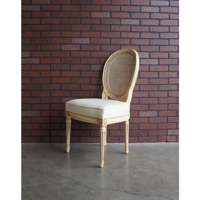Antique White Henredon French Regency Cane Back Dining Side Chairs For Sale - Image 8 of 9