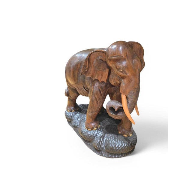 Large Wood Elephant, 1950s For Sale - Image 10 of 12