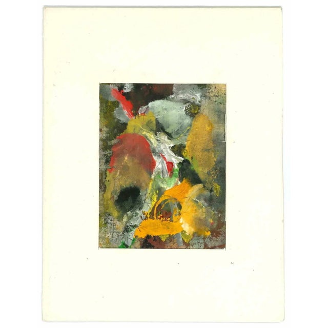 Abstract Composition is original oil painting realized by Robert Mendez mounted on cardboard passepartout, with the title...