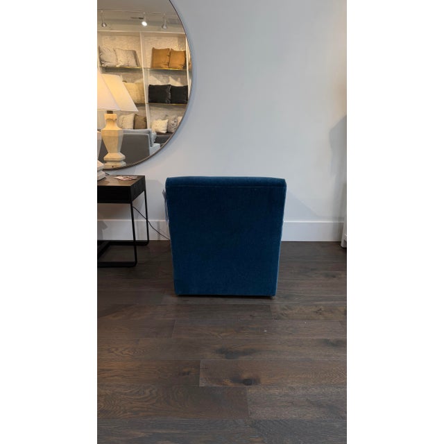 2020s Lancaster Remi Floating Swivel Chairs in Sapphire Mohair For Sale - Image 5 of 6