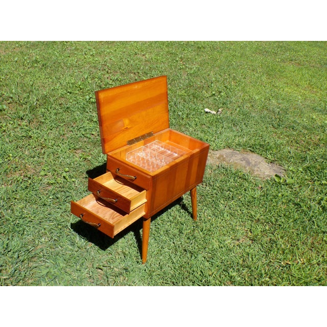 Wood Vintage Mid Century Sewing Stand End Table Nightstand For Sale - Image 7 of 14