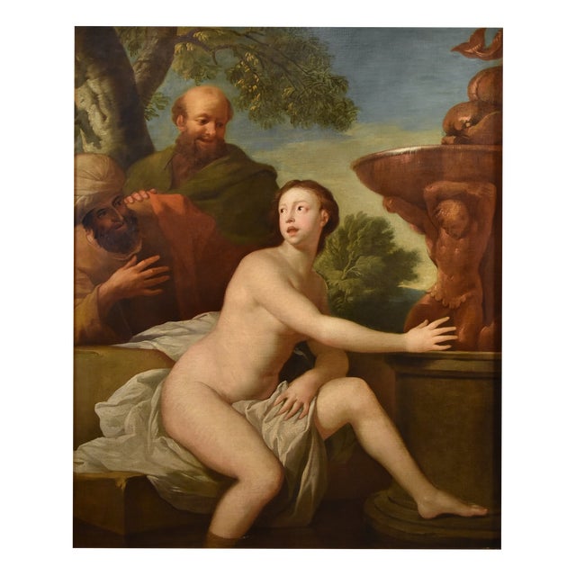 Giovanni Segala, Susanna and the Elders, 1700, Oil on Canvas For Sale