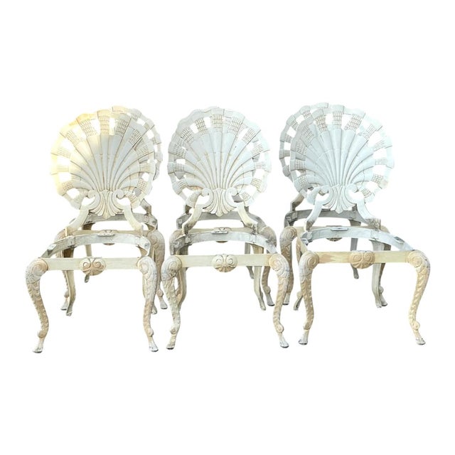 Metal Vintage Cast Aluminum Shell Back Grotto Chairs - Set of 6 For Sale - Image 7 of 12