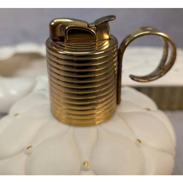 Evans Vintage White & Gold Quilted Evans Smoking Set For Sale - Image 4 of 6