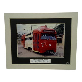 Vintage "A Pittsburgh Trolley in 1974" Matted Color Photograph For Sale