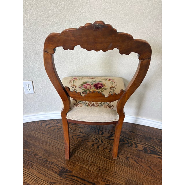 Late 19th Century Antique Victorian Rococo Revival Carved Walnut Balloon-Back Needlepoint Chair For Sale - Image 5 of 10