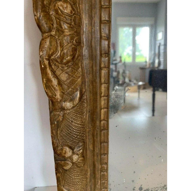 Louis XV Mantelpiece Mirror in Gilded Carved Wood, 19th Century For Sale - Image 6 of 11