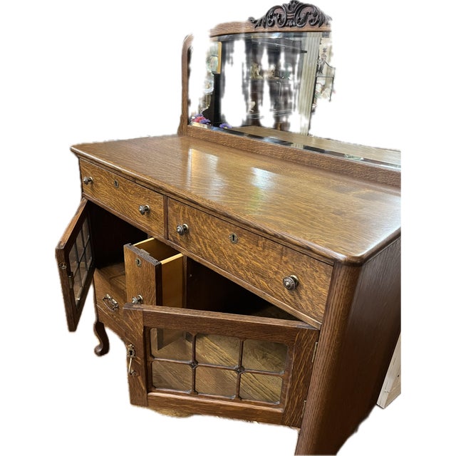 Late 19th Century Victorian Era Tiger Oak Server For Sale In Dallas - Image 6 of 6
