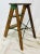 Stunning Antique Rustic European Wooden Step Stool Side Table with Original Kelly Green Painted Finish and Fold Up Metal...